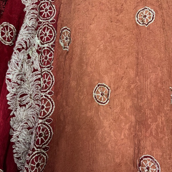 Bohemian Burgundy Lace Kimono robe cardigan one size fits all embroidered - Picture 13 of 15